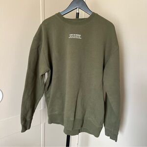 Olive Green Minimal Graphic Sweatshirt Size Medium Oversized Crewneck Streetwear